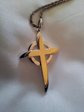 Ireland Gold and Silver Cross Pendant Necklace - Women Jewelry